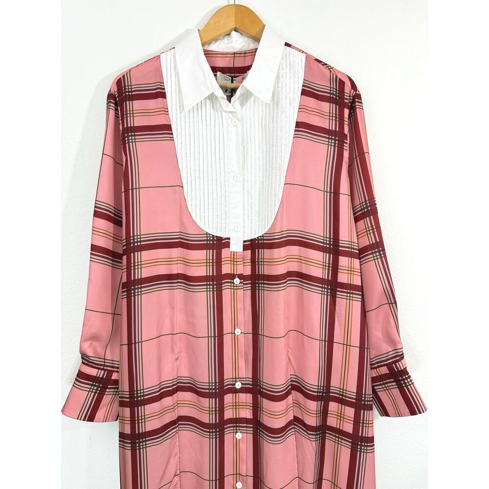 NWT ZARA Studio Collection Contrast Check Tunic Dress Pink Red Plaid Size L - Picture 9 of 14
